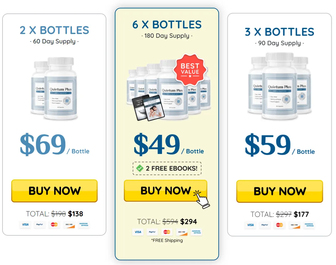 Quietum Plus Pricing Table